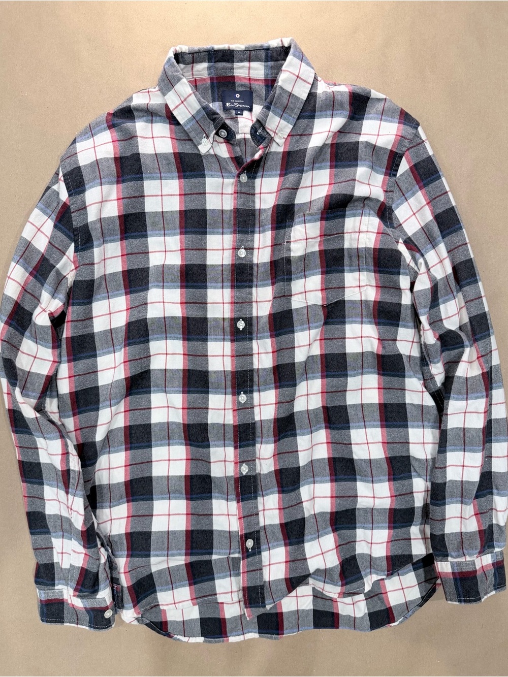 Ben Sherman Plaid Shirt – Men’s XL 100% Cotton Button‑Down